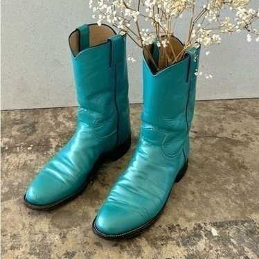 Justin  Vintage turquoise Roper western cowboy boo