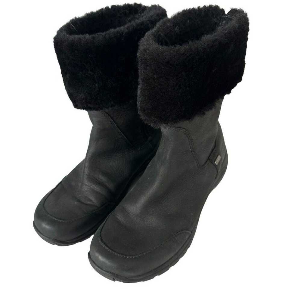 UGG Veanna Leather Sheepskin Cuff Boots Black Wat… - image 1