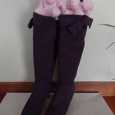 Purple Suede-style Long Boots