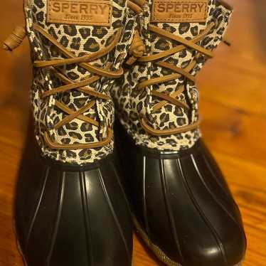 Like New Leopard Sperry boots