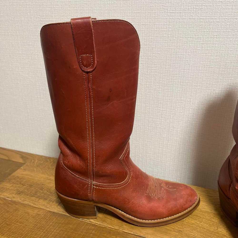 Red western boots, heel approximately 5 cm. - image 2