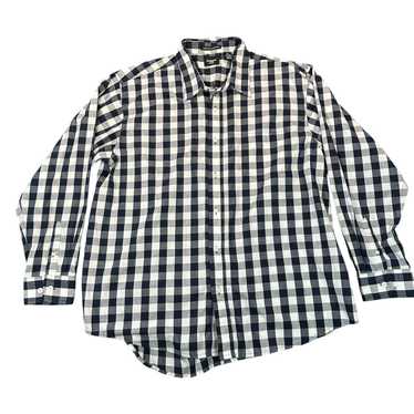 Haggar Haggar Shirt Men XXL Navy White Check Plaid