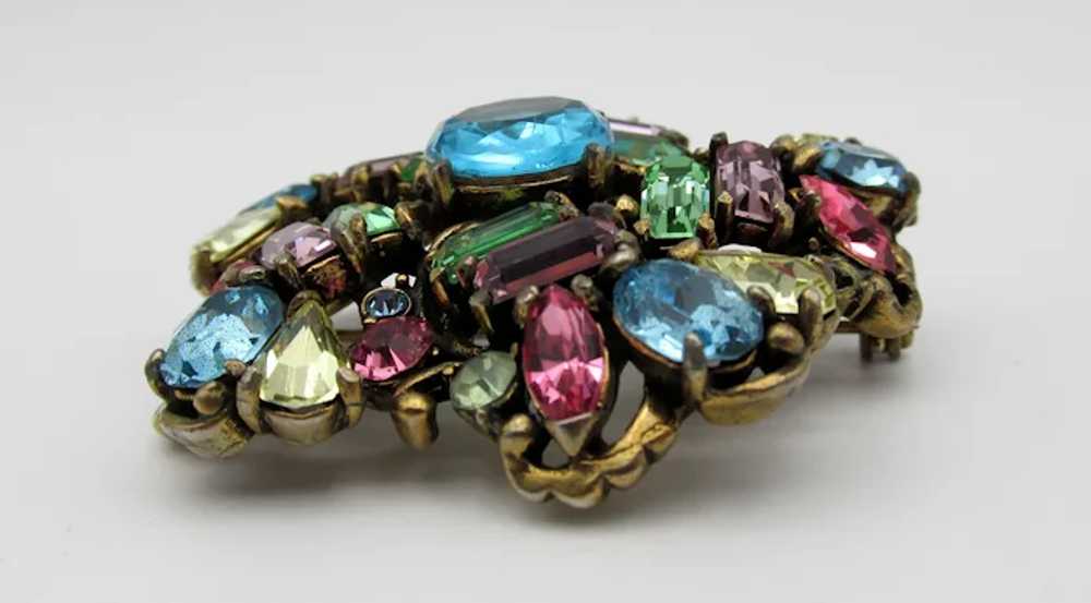 1953 Hollycraft Pastel Rhinestone Brooch - image 2