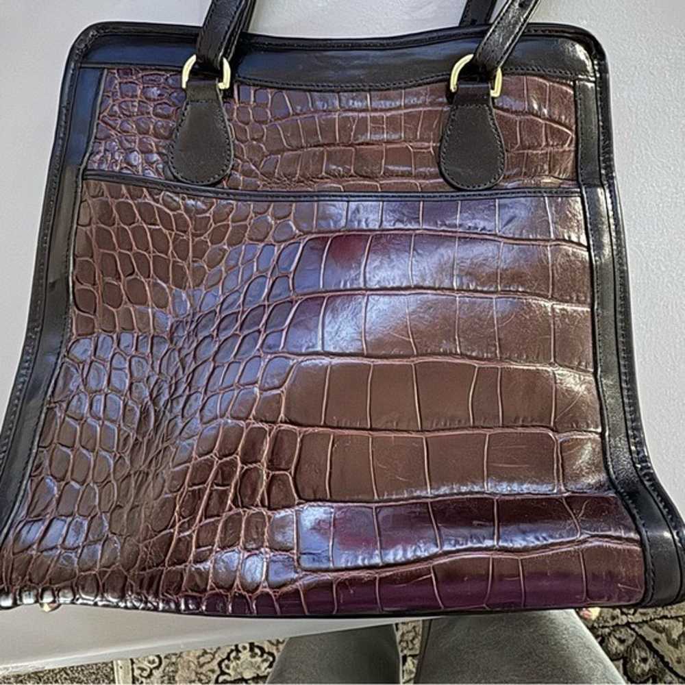 Vintage Brahmin Crocodile leather embossed should… - image 2