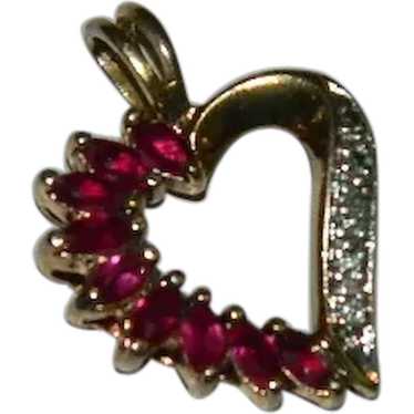 Elegant Ruby & Diamond Accent Open Heart Pendant 1