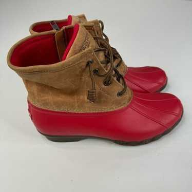 Sperry Topsider Waterproof Red Duck Boots Size 9