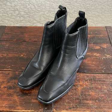 Dingo Black Leather Western Ankle Boots Size 8