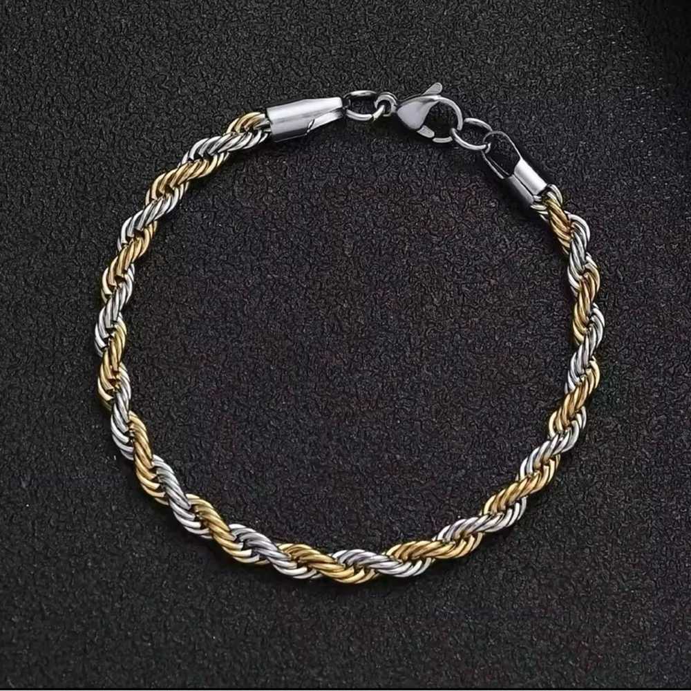 Other Stainless Steel Half Gold Silver Twist Chai… - image 1