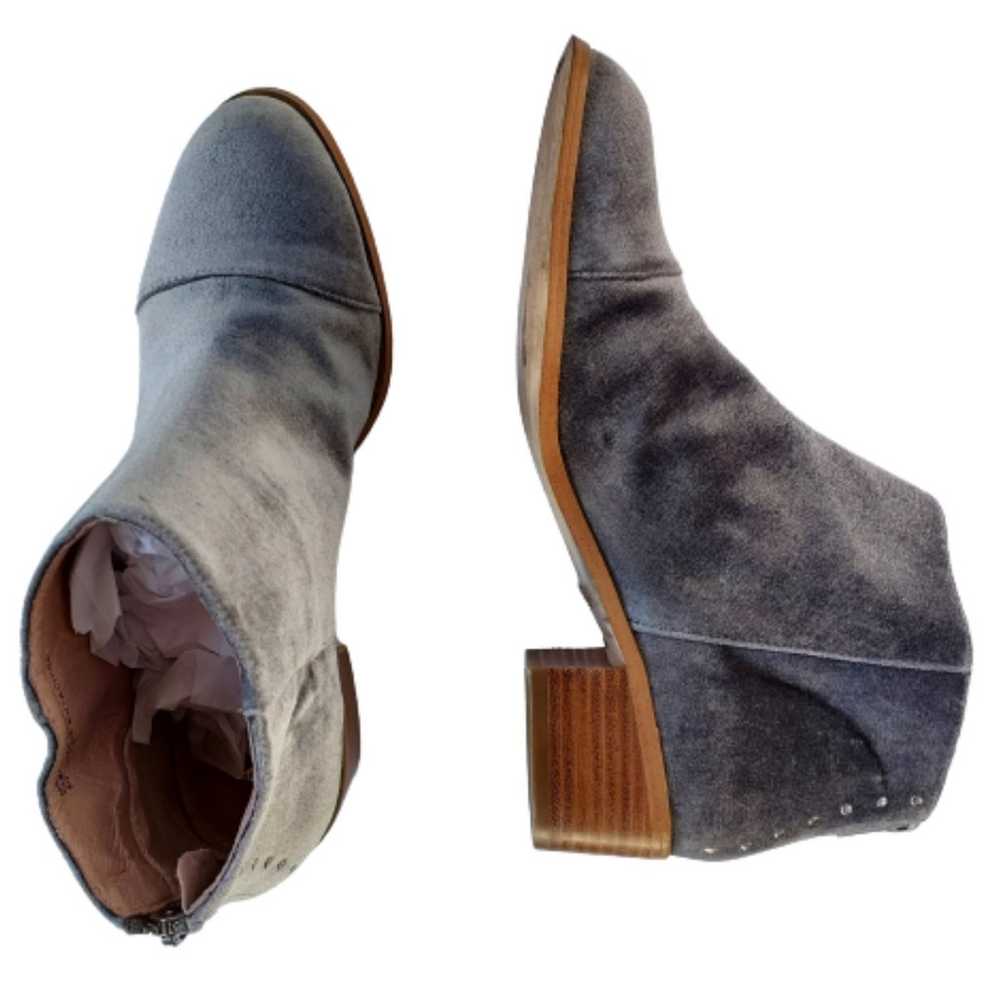 Anthropologie Blue Gray Velvet Ankle Boots Bootie… - image 4