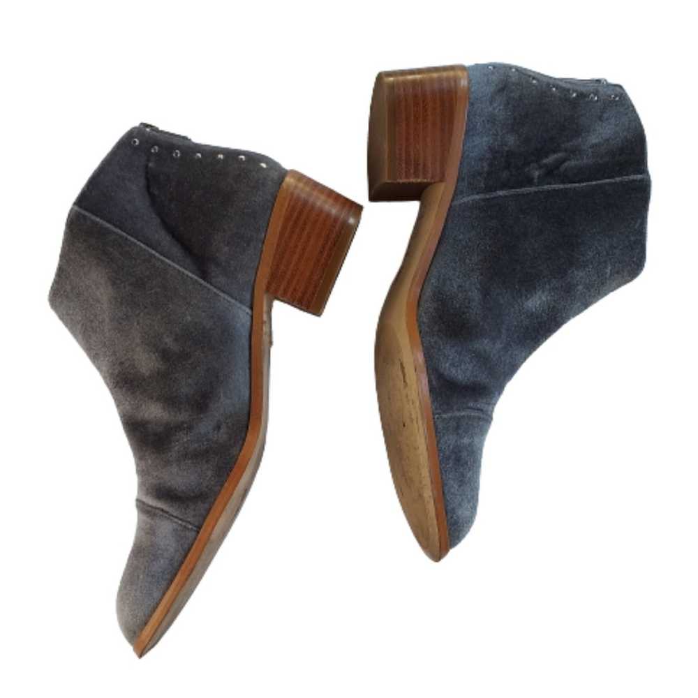 Anthropologie Blue Gray Velvet Ankle Boots Bootie… - image 5