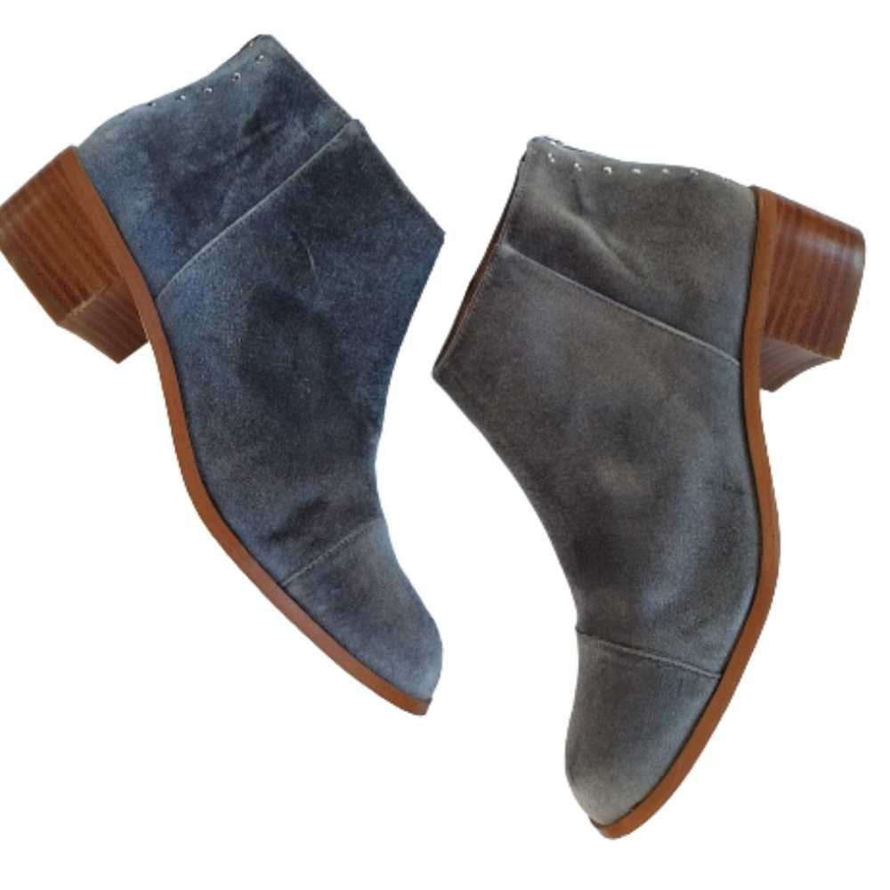 Anthropologie Blue Gray Velvet Ankle Boots Bootie… - image 6