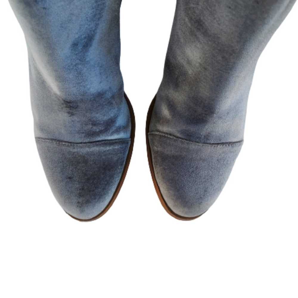 Anthropologie Blue Gray Velvet Ankle Boots Bootie… - image 8