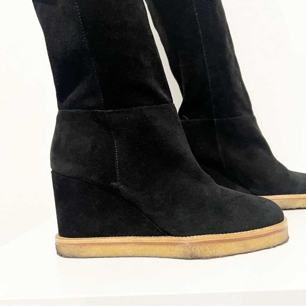 BA&SH Cassandra 100% Suede Leather Black Wedge Pu… - image 7