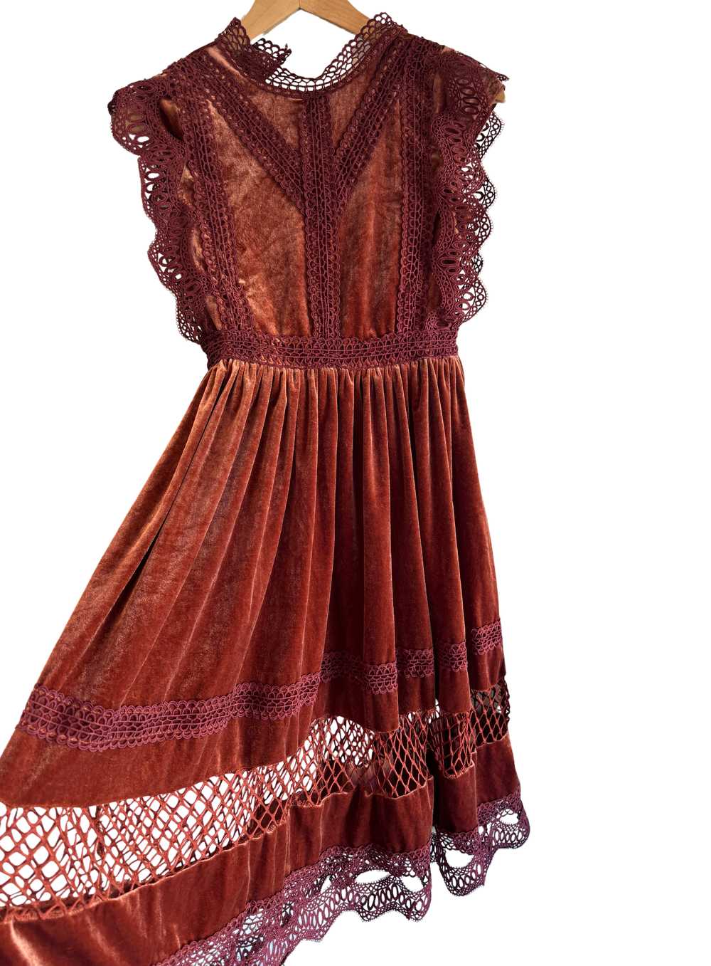 Joyfolie Girls Dress Velvet burnt orange & chocol… - image 1