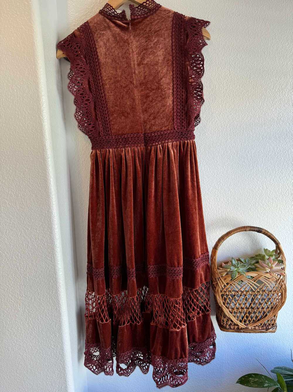 Joyfolie Girls Dress Velvet burnt orange & chocol… - image 4