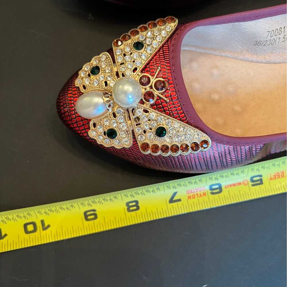 Rhinestone UNITY butterfly embellished flats sz 5… - image 10