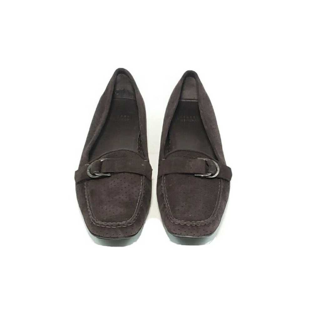 Stuart Weitzman Loafer Flats Brown Suede Perforat… - image 3