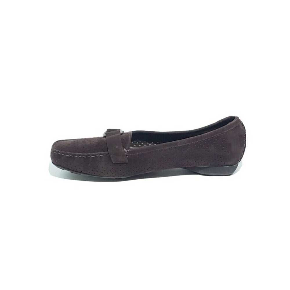 Stuart Weitzman Loafer Flats Brown Suede Perforat… - image 6