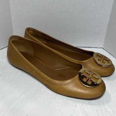 TORY BURCH Brown Tan Camel Leather Ballet Flats R… - image 1