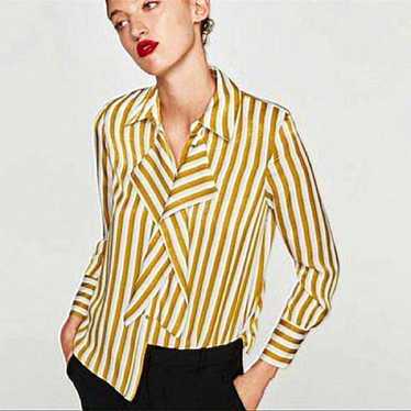 Zara, small mustard and cream striped blouse