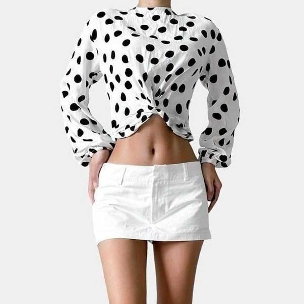 Bershka White Black Polka Dot Long Puffy Sleeve P… - image 2