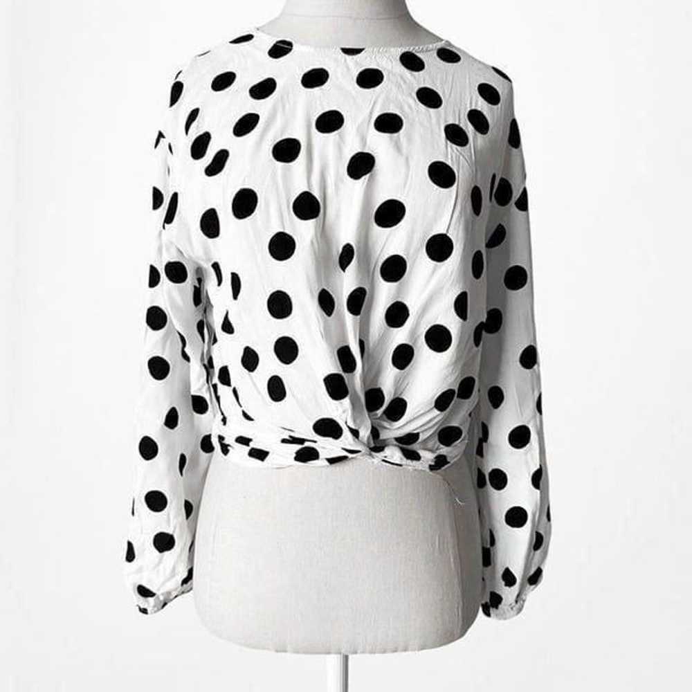 Bershka White Black Polka Dot Long Puffy Sleeve P… - image 4