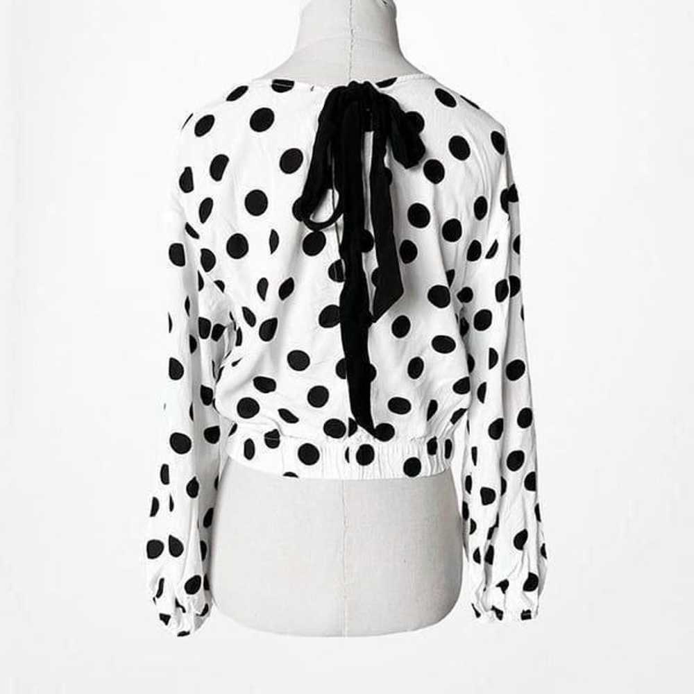 Bershka White Black Polka Dot Long Puffy Sleeve P… - image 6