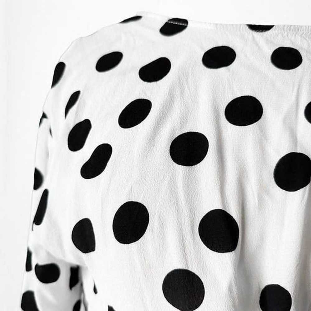 Bershka White Black Polka Dot Long Puffy Sleeve P… - image 7