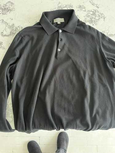 Canali Long Sleeve Black Polo Shirt