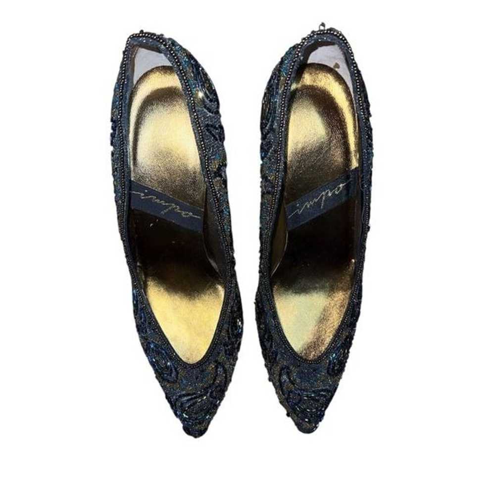 Impo Royal Pointed Toe Beaded Black/Bronze Heels … - image 3