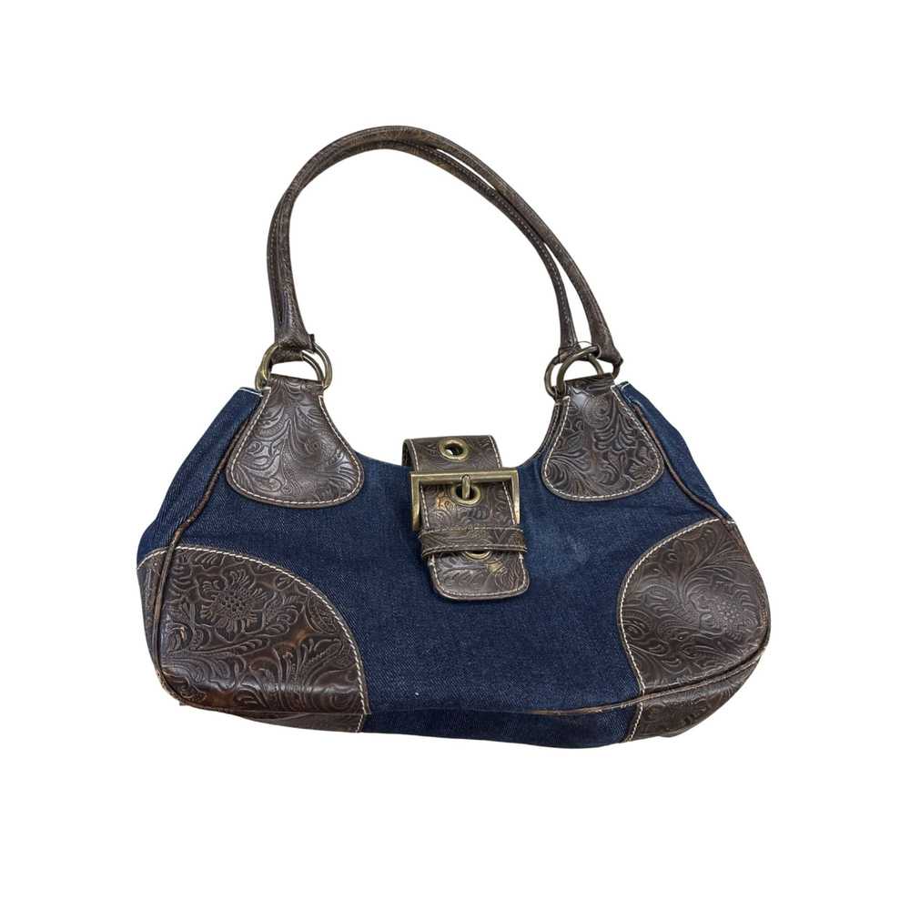 Nine West Nine West Womens Vintageblue Denim Embossed Leather Handbag