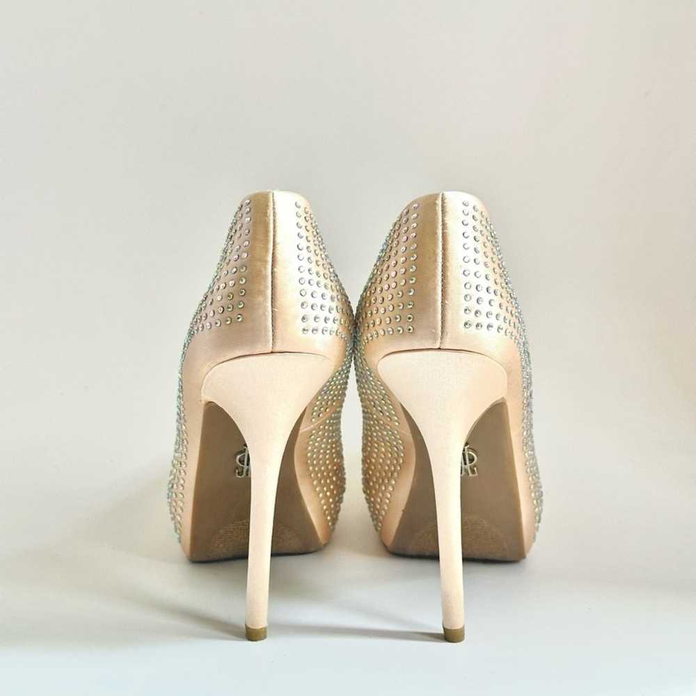 JLO Taupe Platinum Faux Diamond Studded Platform … - image 3