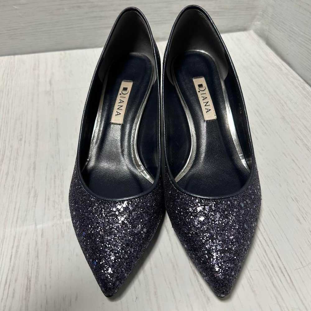 【Beautiful Condition】DIANA Black Glitter Pumps 5c… - image 2