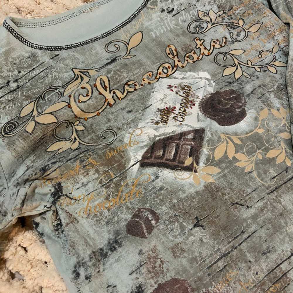 Vintage blue and cream “Chocolate” shirt - image 1