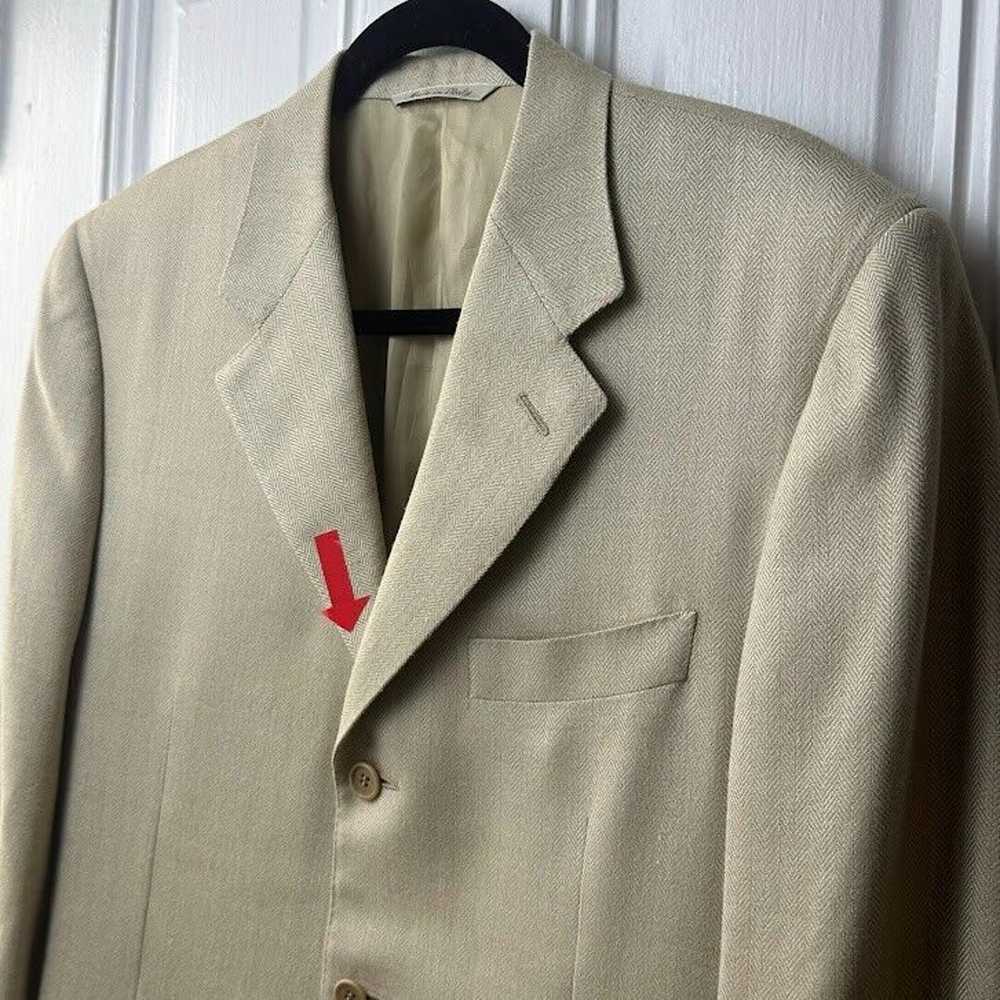 Canali Suit Jacket Men 48 Beige Herringbone Made … - image 2