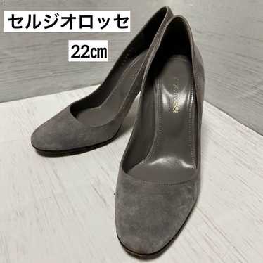 Sergio Rossi 34 22cm Pumps Round Toe Suede Gray