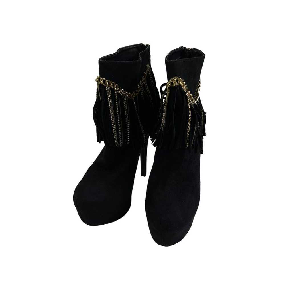 Bebe Suede Black Gold Chains Platform Boots Booti… - image 4