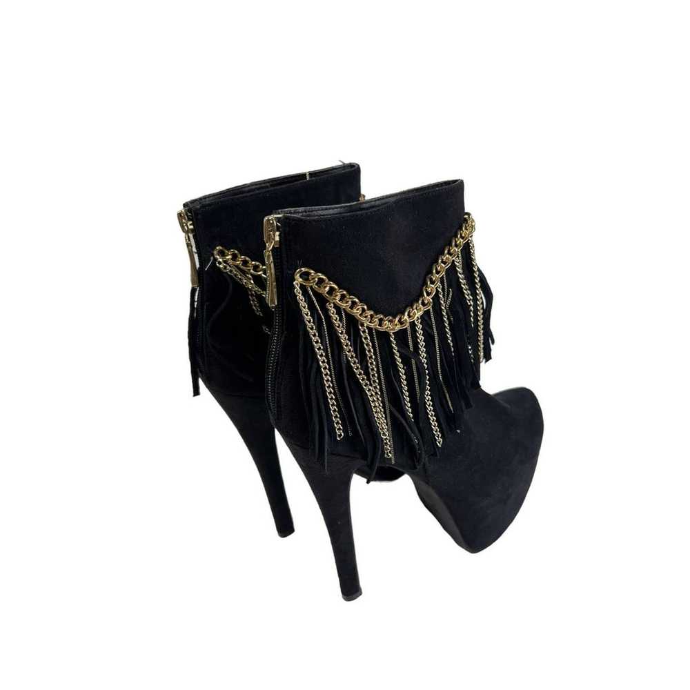 Bebe Suede Black Gold Chains Platform Boots Booti… - image 8