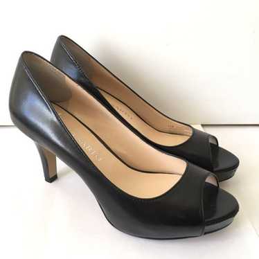 Franco Sarto Yelena Black Peep Toe Heels