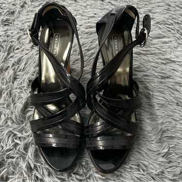 Coach Black Open Toe Heels Size 8.5 - image 1