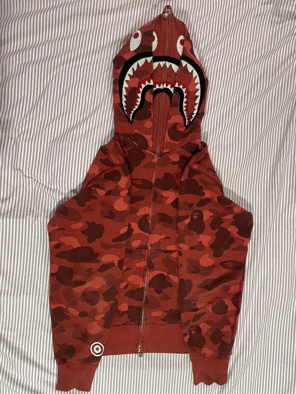 Bape Bape color camo red shark double hoodie - image 1