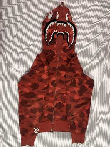 Bape Bape color camo red shark double hoodie - image 1