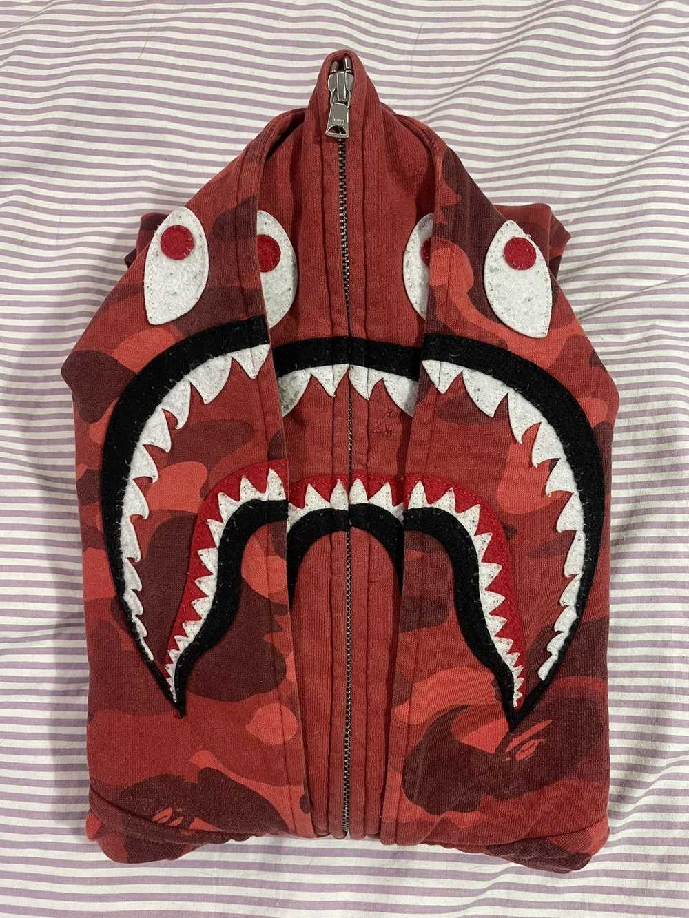 Bape Bape color camo red shark double hoodie - image 2