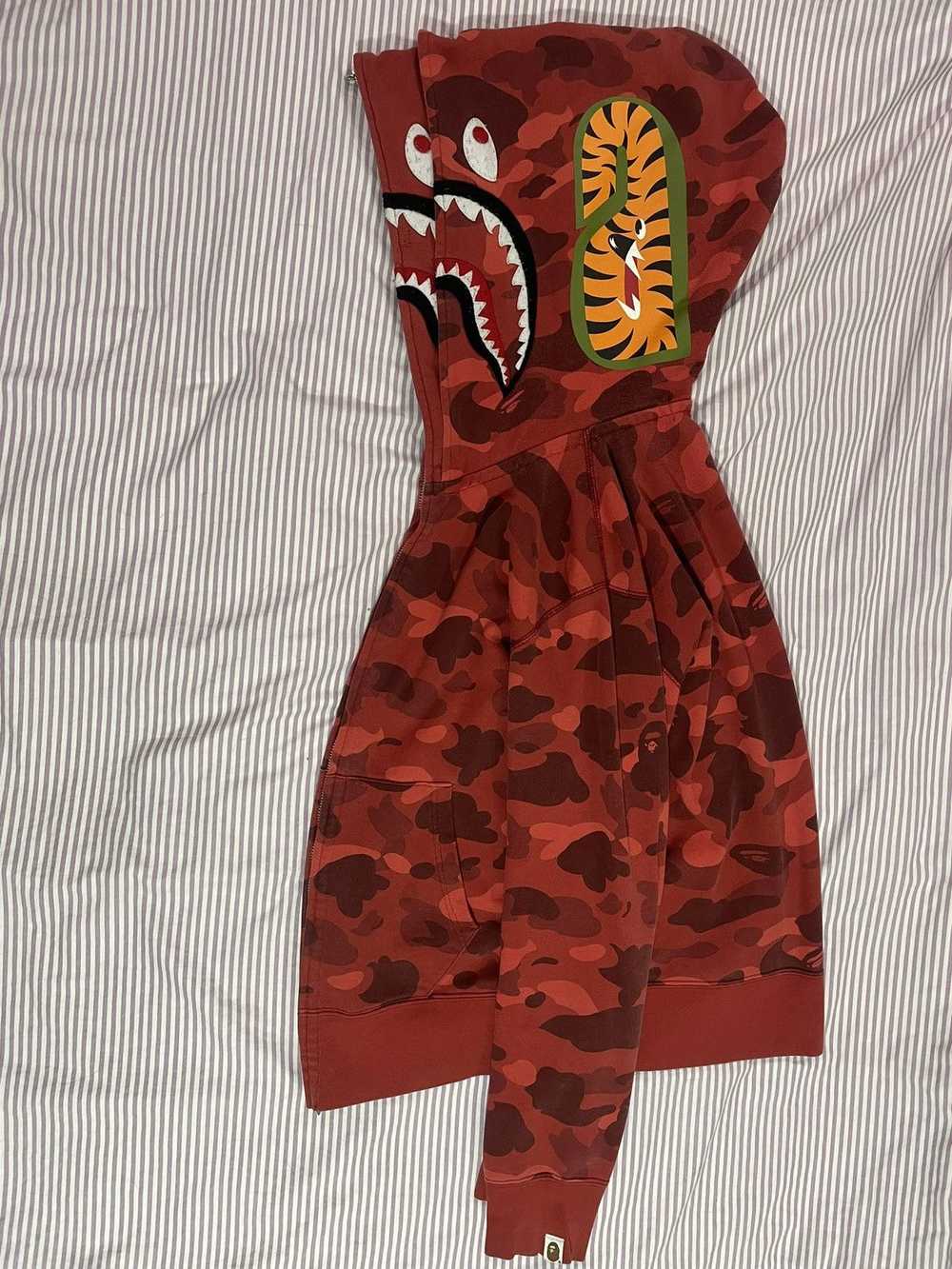 Bape Bape color camo red shark double hoodie - image 5