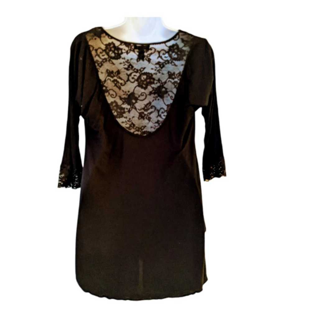 Midnight Carol Hochman Top 3/4 Sleeves Black Tuni… - image 1