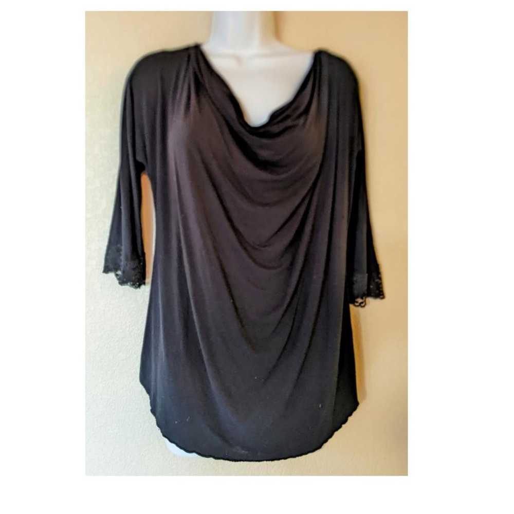 Midnight Carol Hochman Top 3/4 Sleeves Black Tuni… - image 4