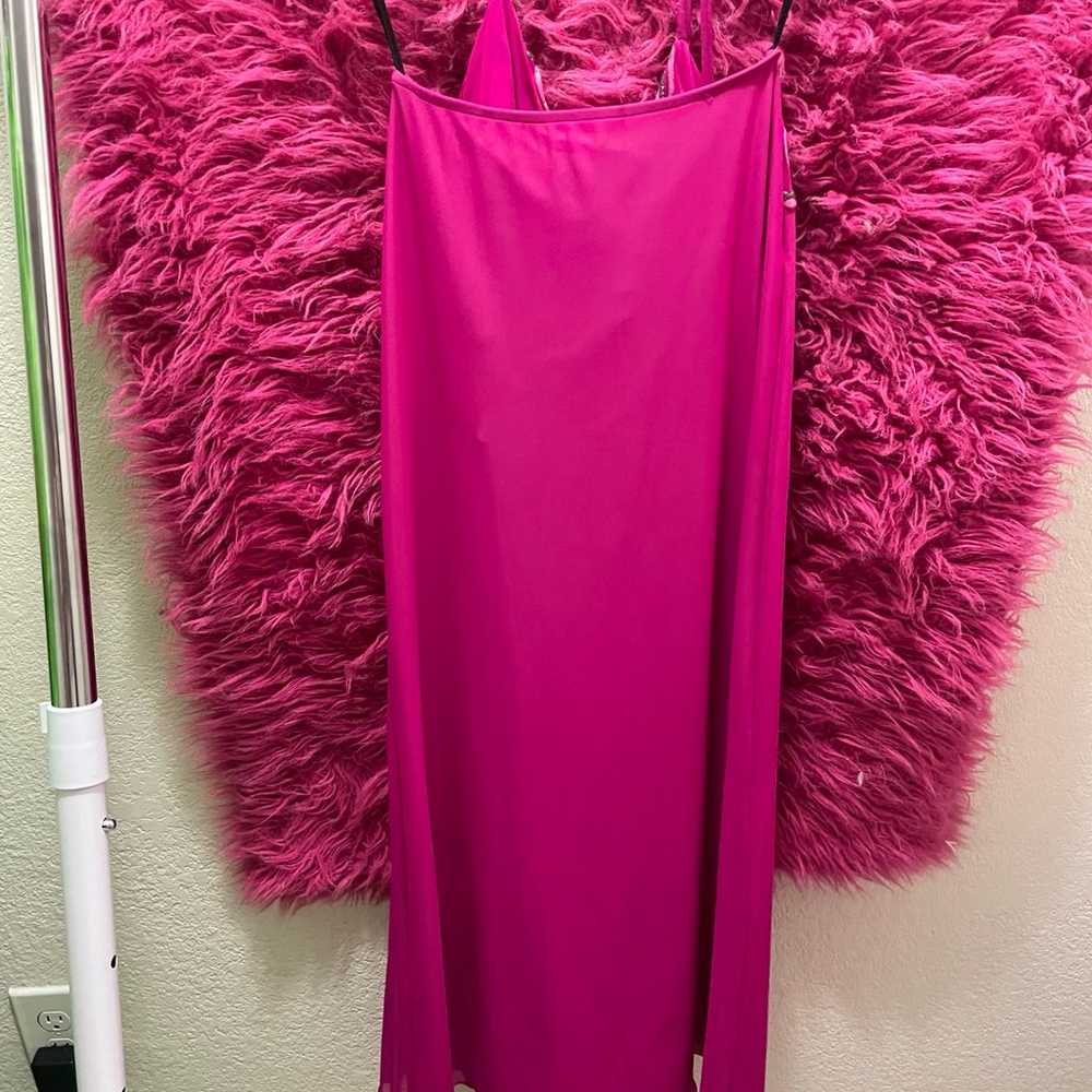 Hot pink mesh butterfly prom dress set - image 6