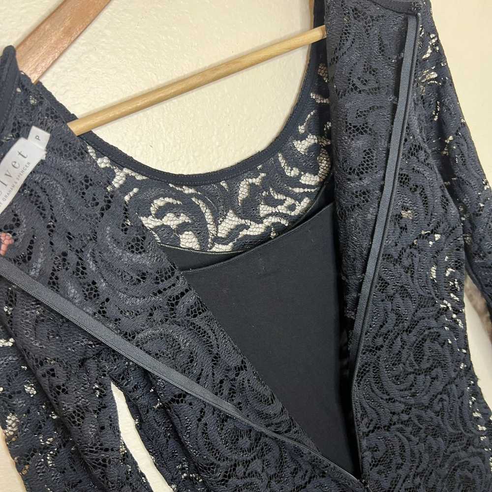 Velvet Black Lace Overlay Long Sleeve Dress Small - image 10