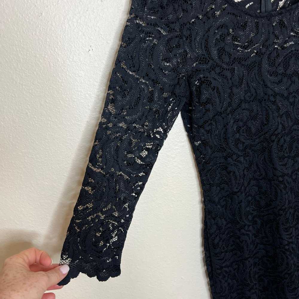 Velvet Black Lace Overlay Long Sleeve Dress Small - image 3