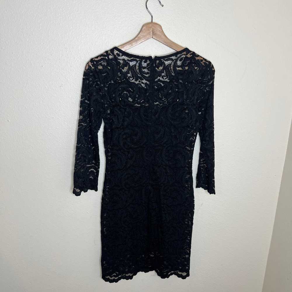 Velvet Black Lace Overlay Long Sleeve Dress Small - image 7